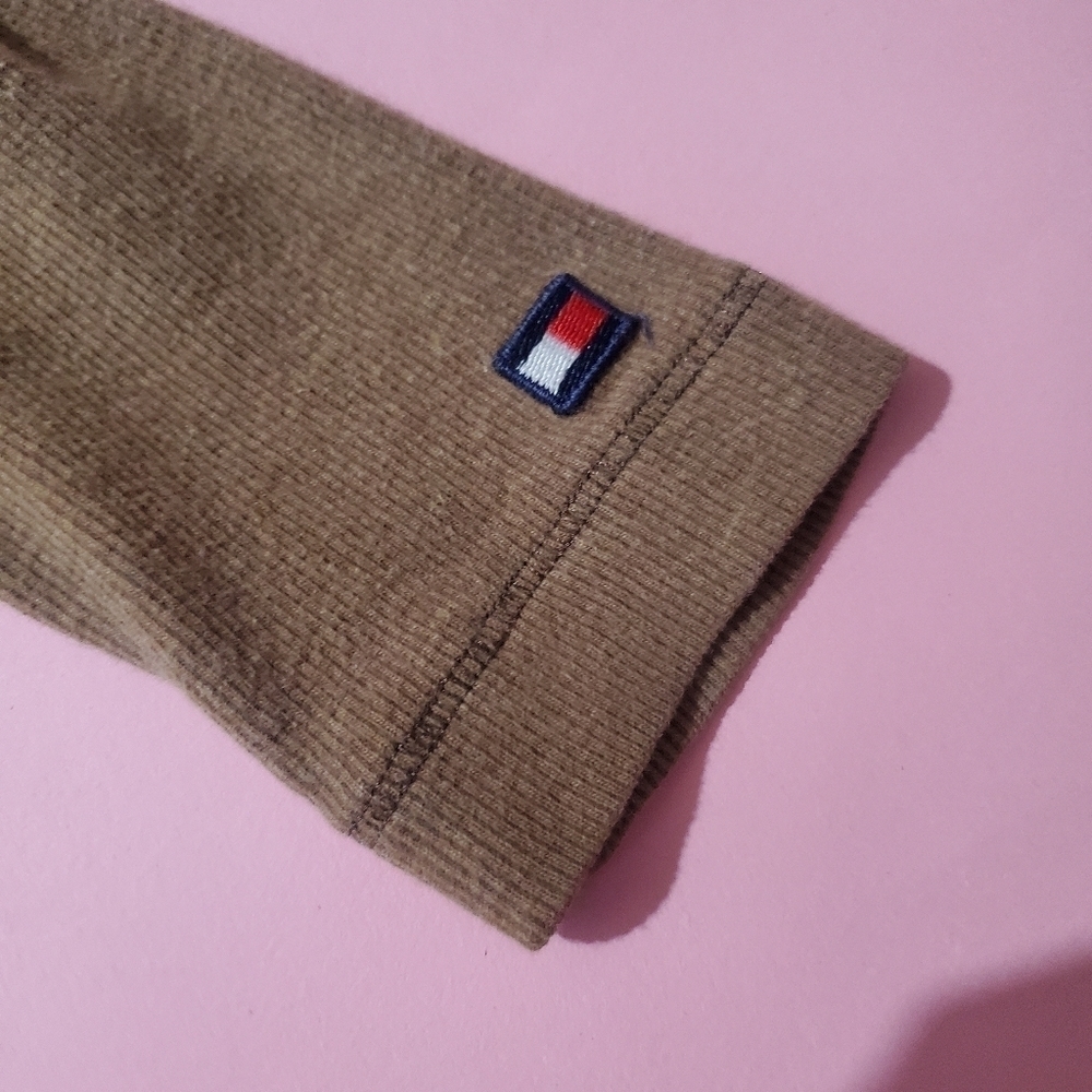 Tommy Hilfiger Olive Green Zip Up Knit Sweater - Picture 5 of 8